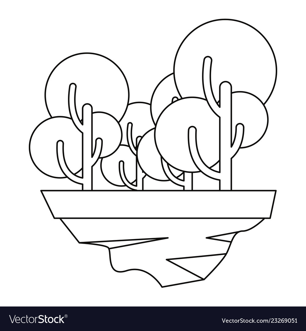 Outdoors trees forest on white background Vector Image