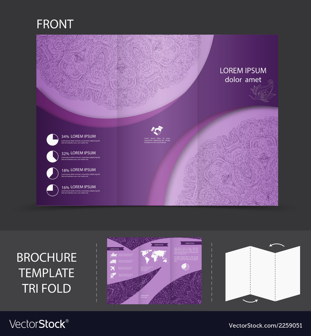 Purple Brochure Template Royalty Free Vector Image 5137