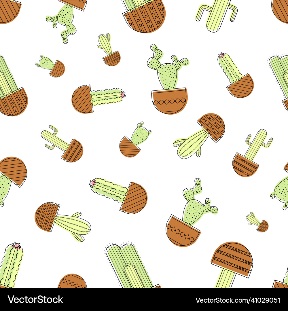 Seamless pattern with cactuses desert background Vector Image