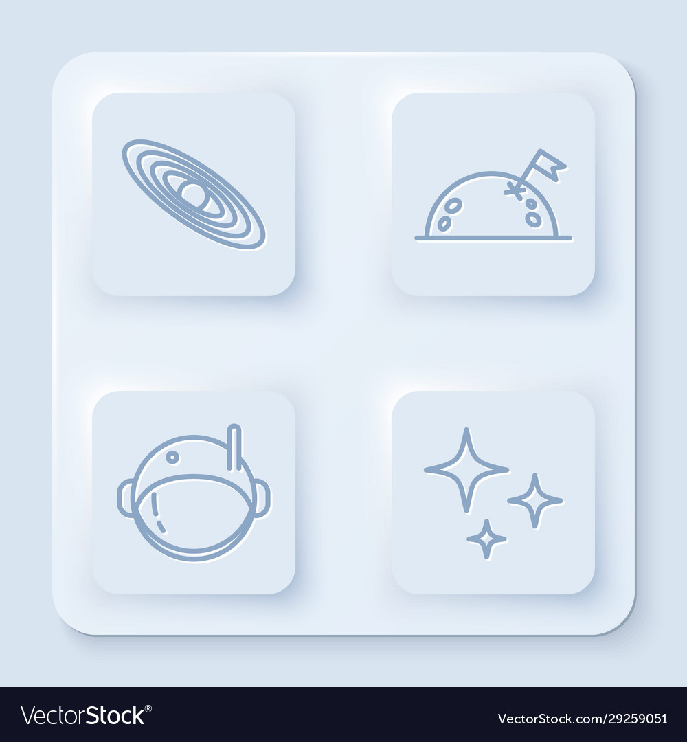 Set line planet with flag astronaut