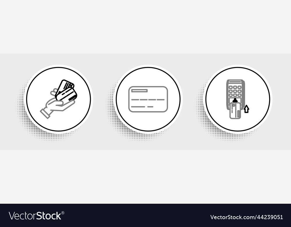 Set line pos terminal with inserted credit card vector image Set line pos terminal with inserted credit card