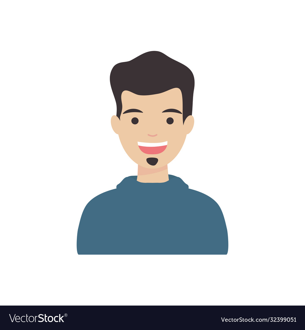 Young man smiling icon flat style