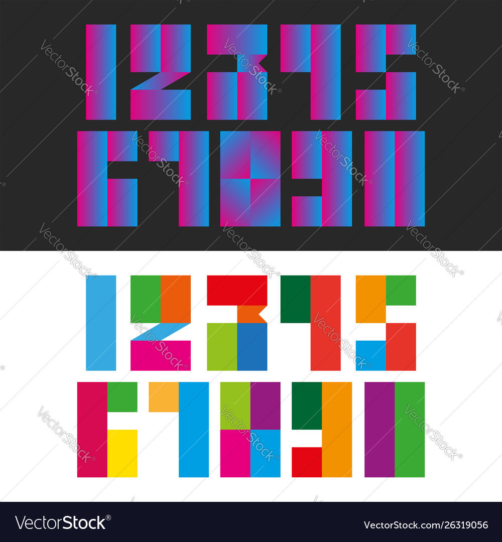 A set modern numbers from rectangular multi Vector Image A set modern numbers from rectangular multi