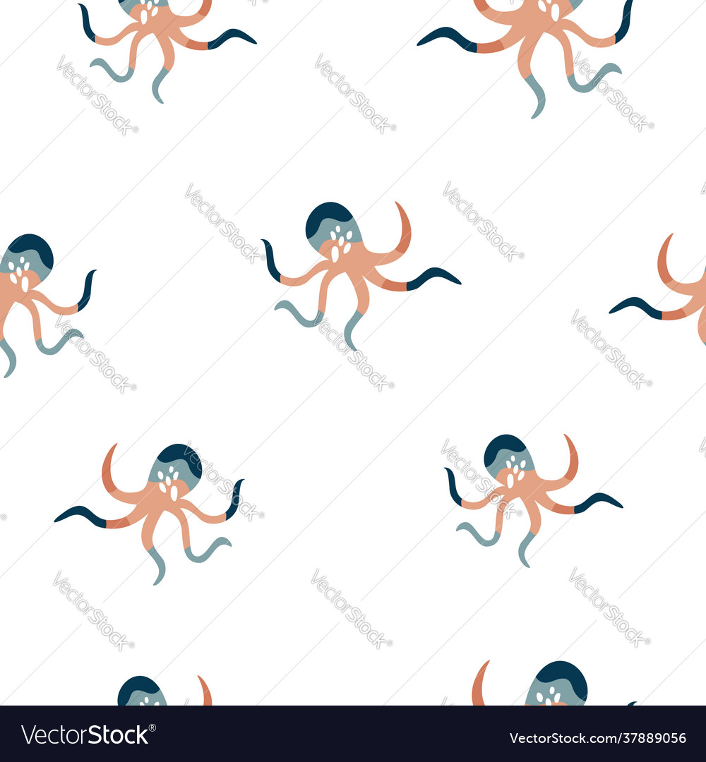 Abstract seamless pattern with colorful octopuses vector image Abstract seamless pattern with colorful octopuses