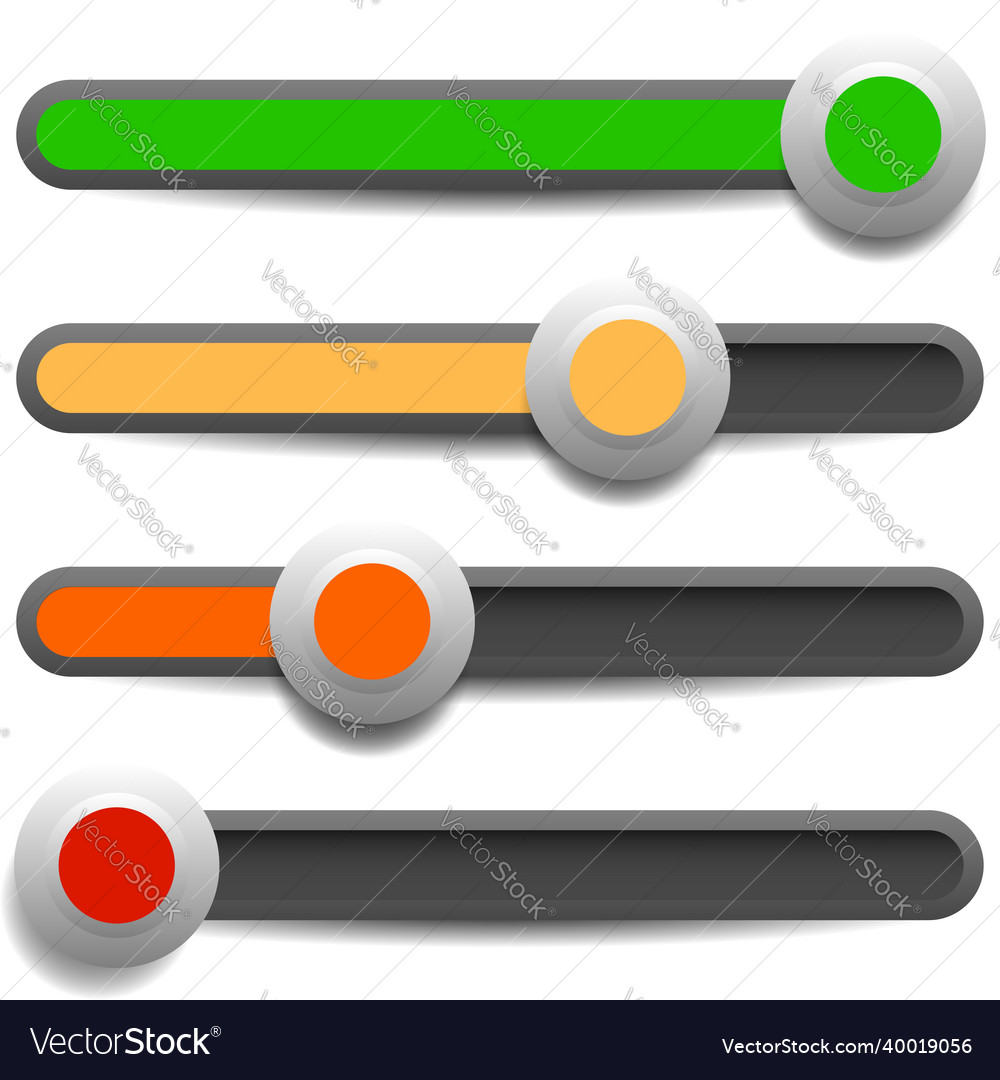Adjuster slider tuner fader bars with levers knobs vector image Adjuster slider tuner fader bars with levers knobs
