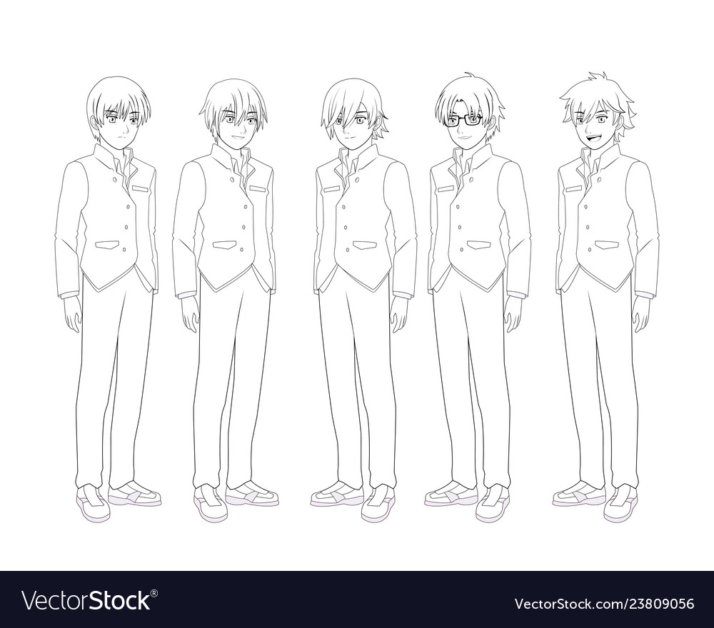 Anime manga men Royalty Free Vector Image - VectorStock