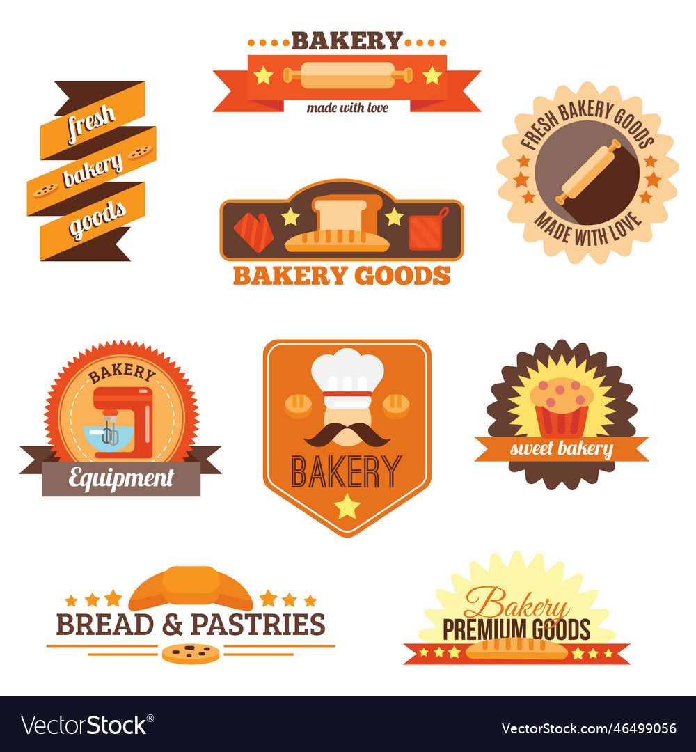 Bakery label set Royalty Free Vector Image VectorStock