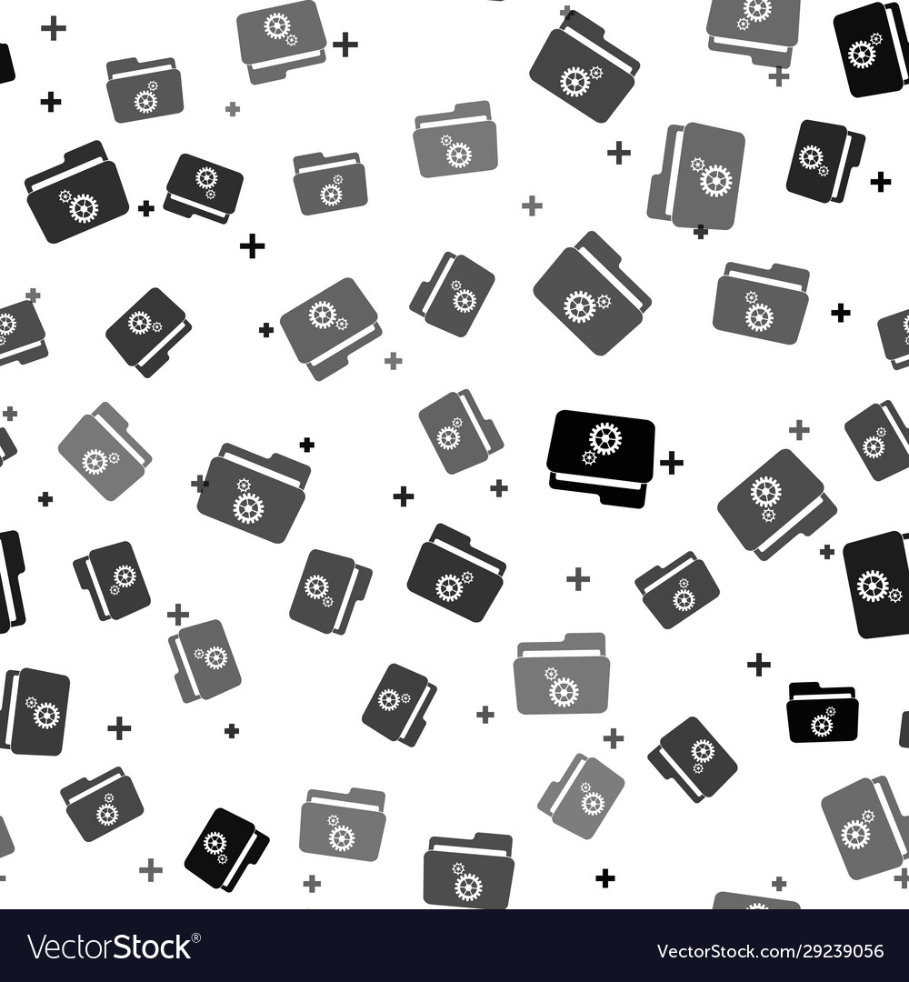 Black folder settings with gears icon isolated