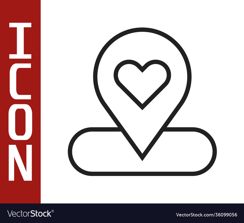 Black line map pointer with heart icon isolated vector image Black line map pointer with heart icon isolated