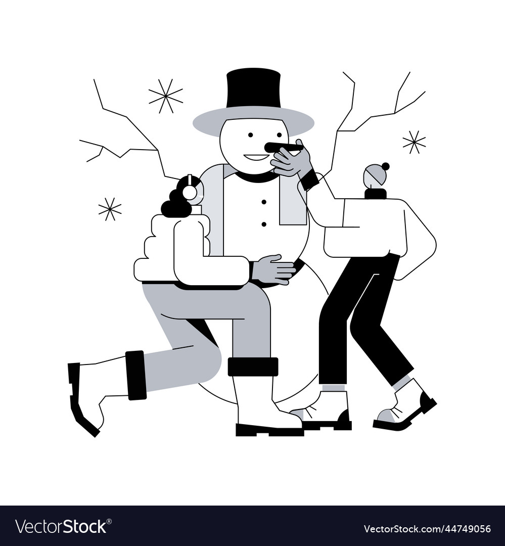 Building a snowman abstract concept Vector Image Building a snowman abstract concept