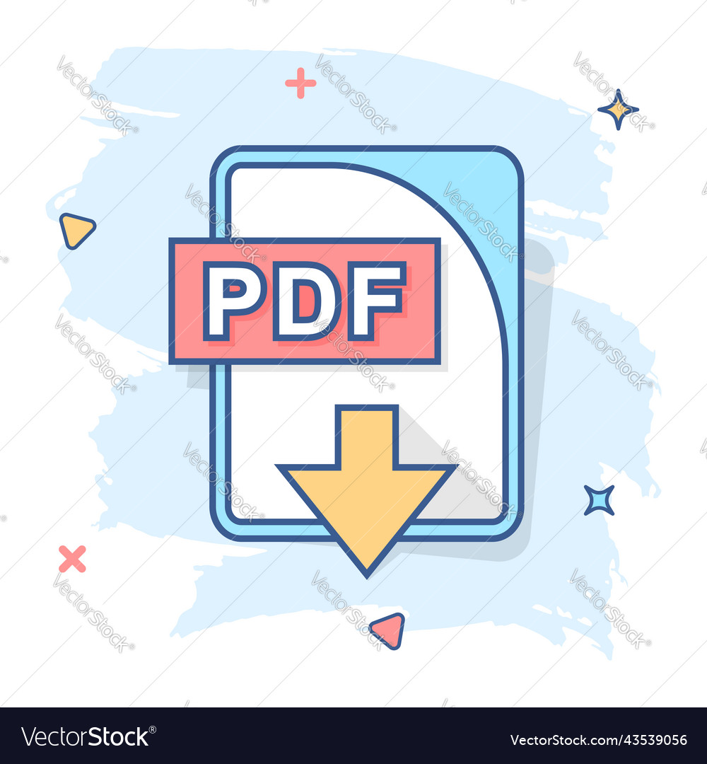 Cartoon pdf file icon in comic style download