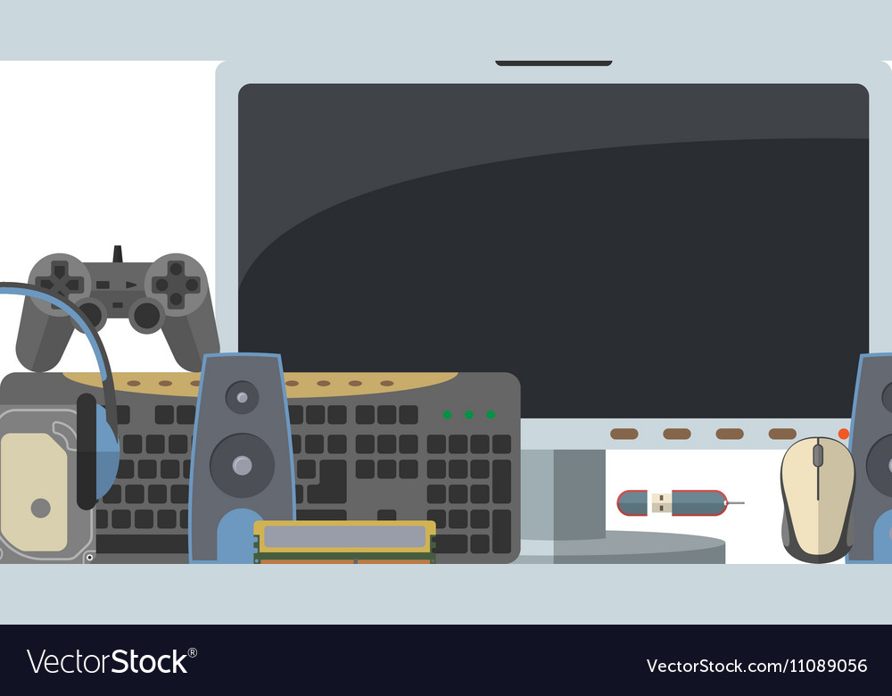 Computer technology objects isolated in white
