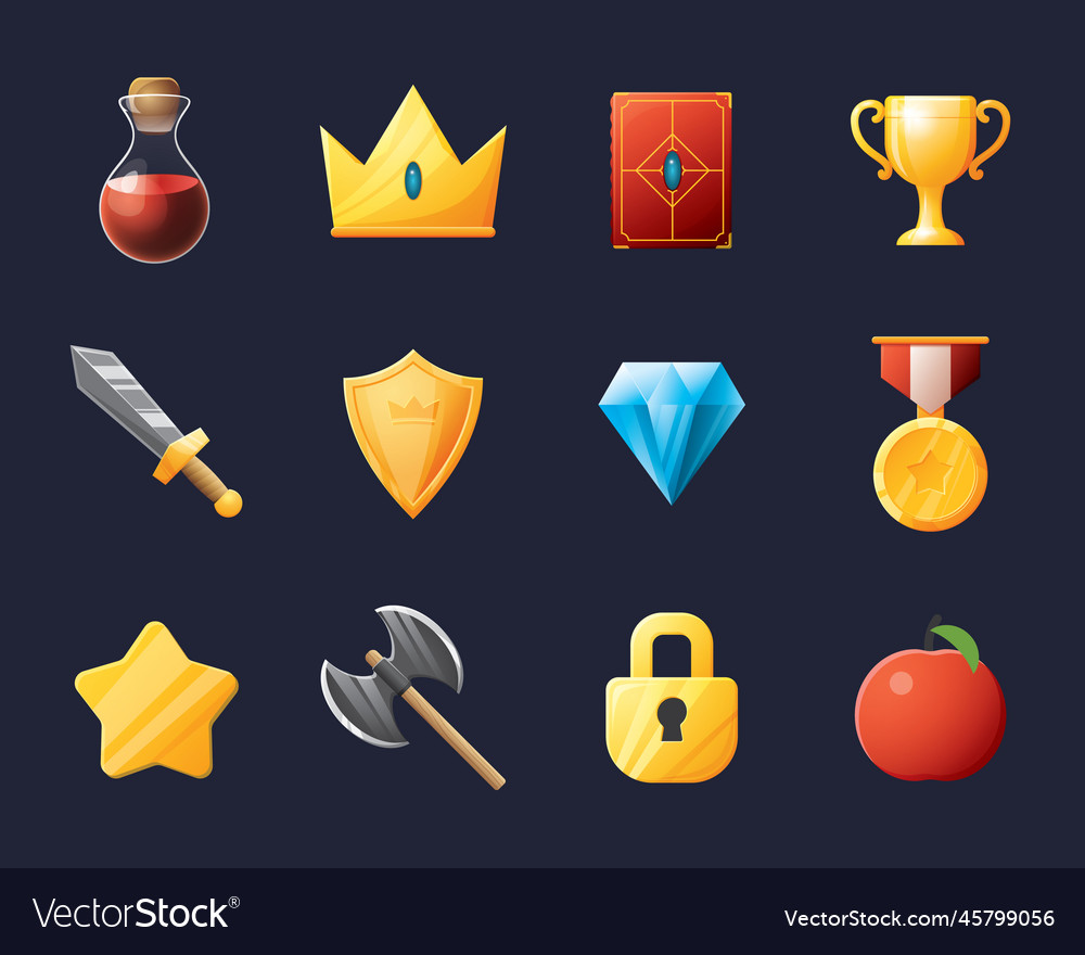 Game ui assets set gaming user interface icons vector image Game ui assets set gaming user interface icons
