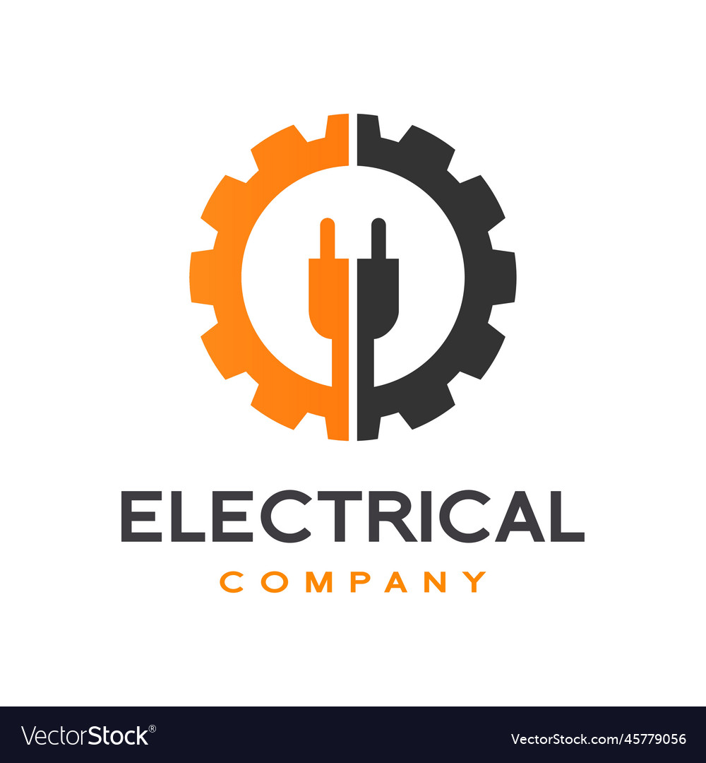 Gear with plug electrical logo template suitable Vector Image