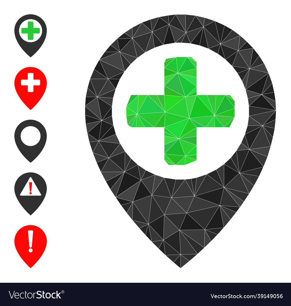 Hospital map pointer polygonal icon and other Vector Image Hospital map pointer polygonal icon and other