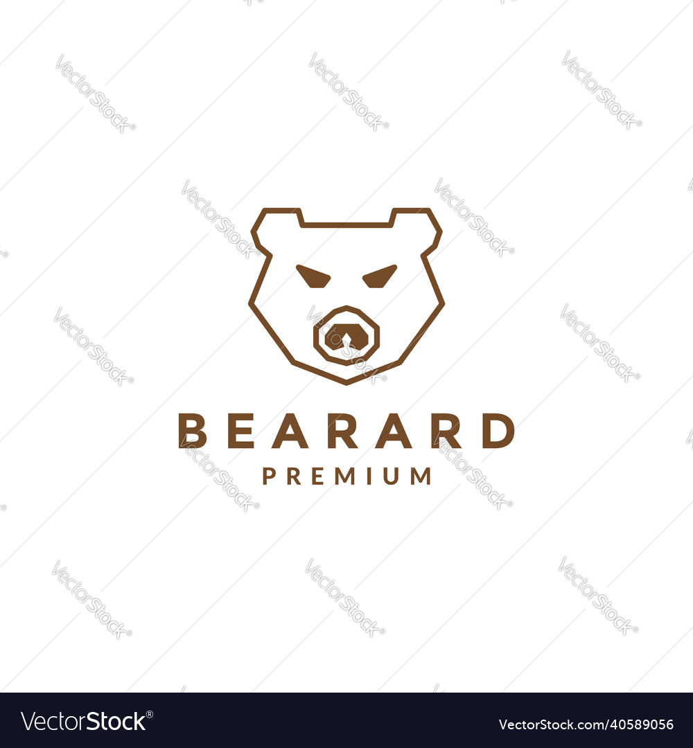 Line modern shape head bear grizzly flat logo