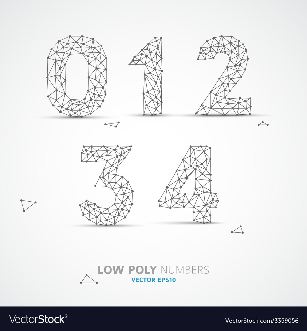 Low poly wired numbers font