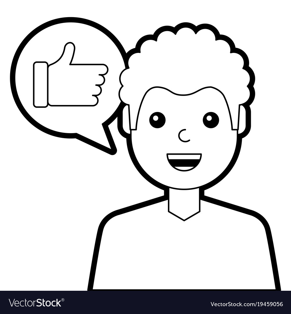 Man with hand like in speech bubble