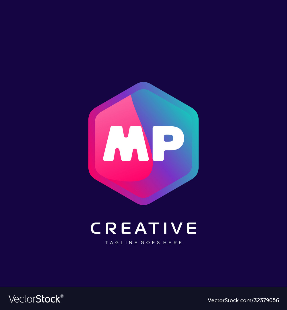 Mp initial logo with colorful template