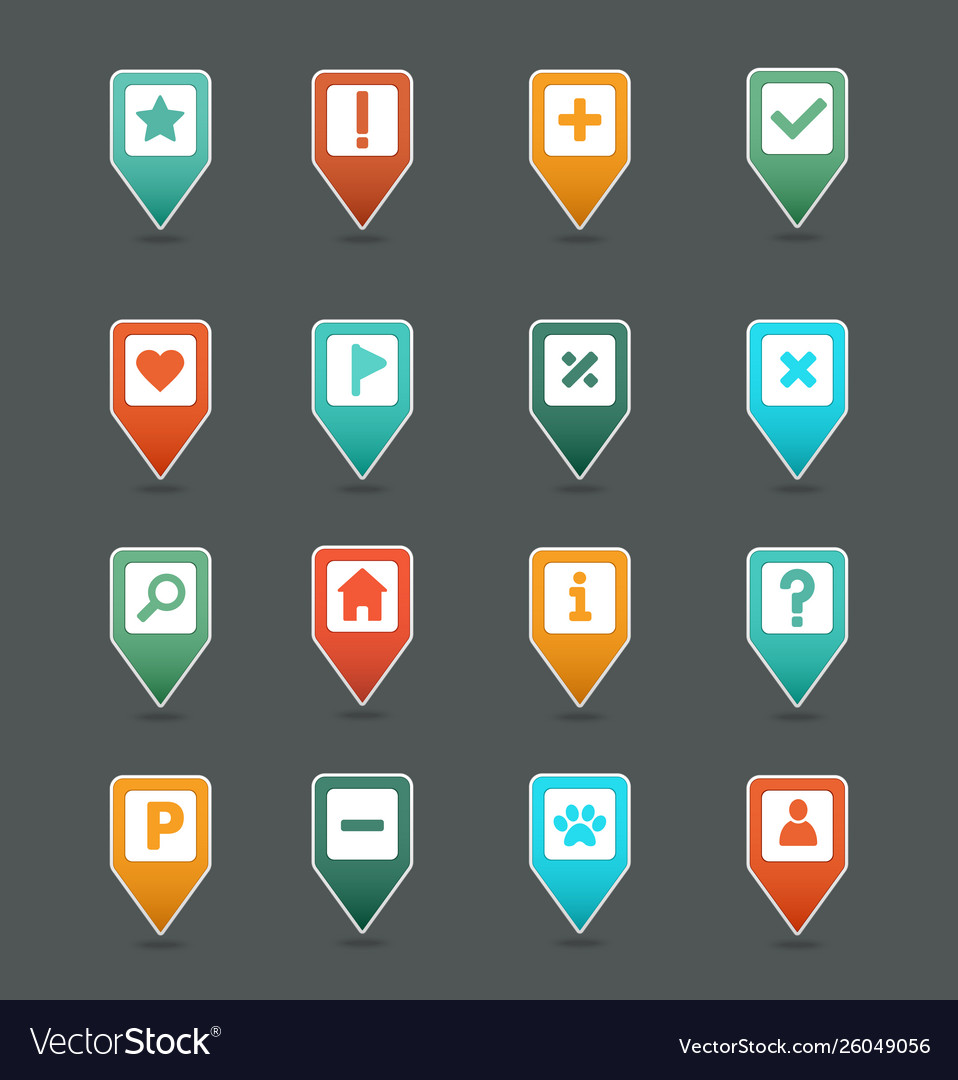 Pin map icon set pointer markers