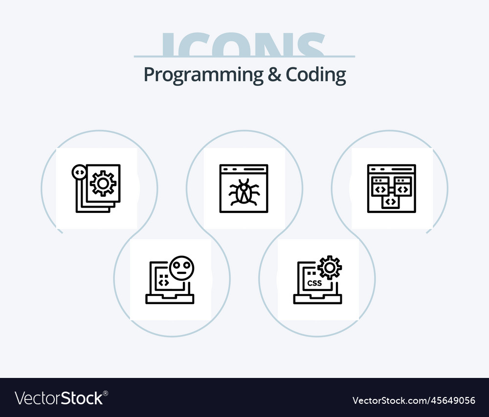Programming and coding line icon pack 5