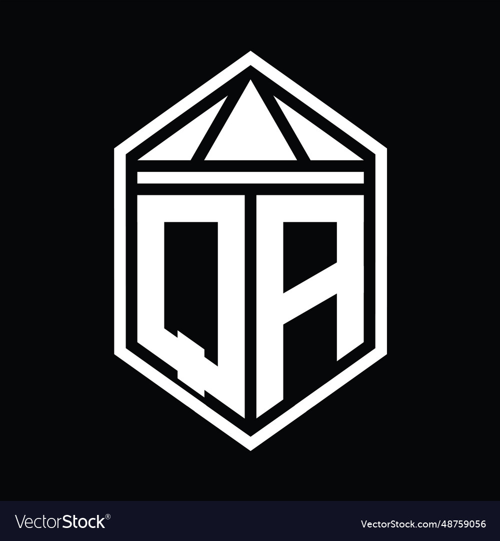 Qa letter logo monogram hexagon shield shape Vector Image Qa letter logo monogram hexagon shield shape