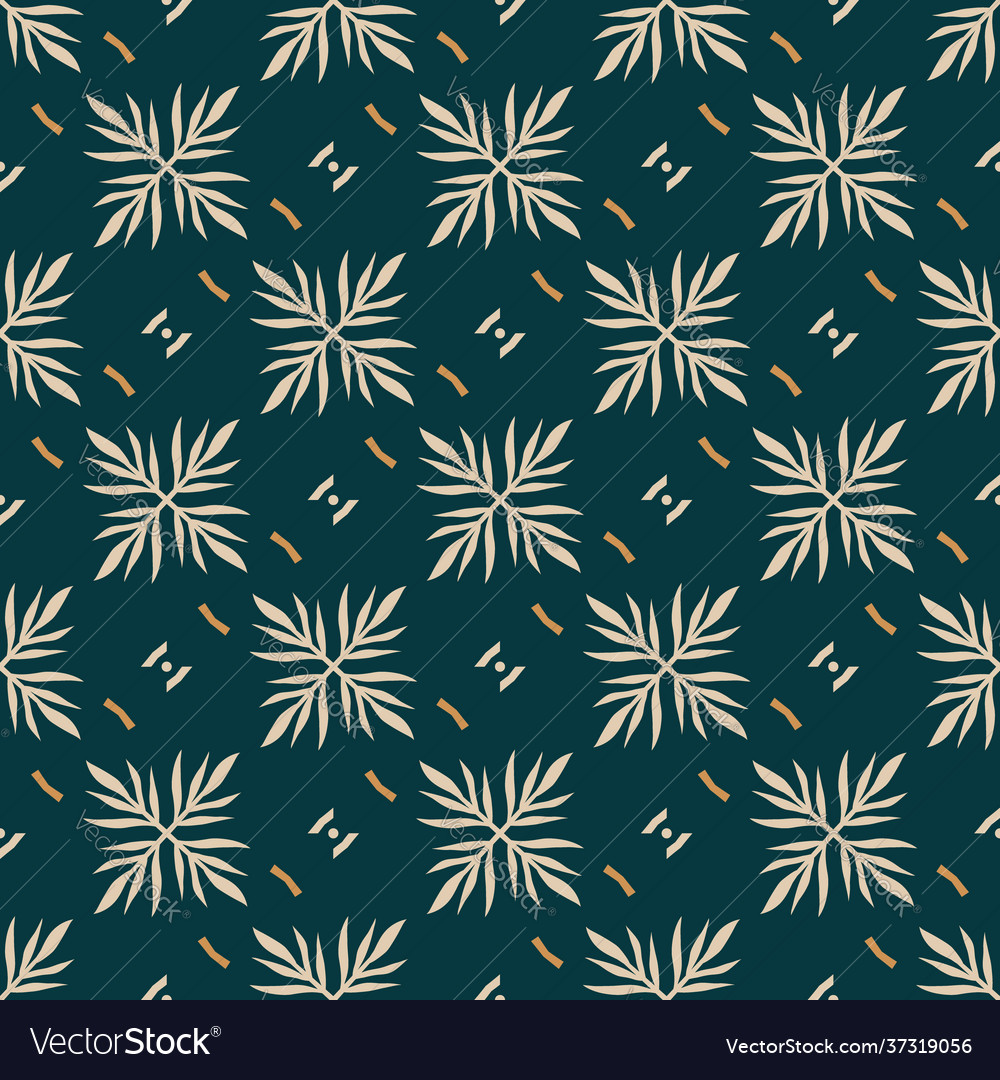 Seamless pattern with stylized tropical leaves