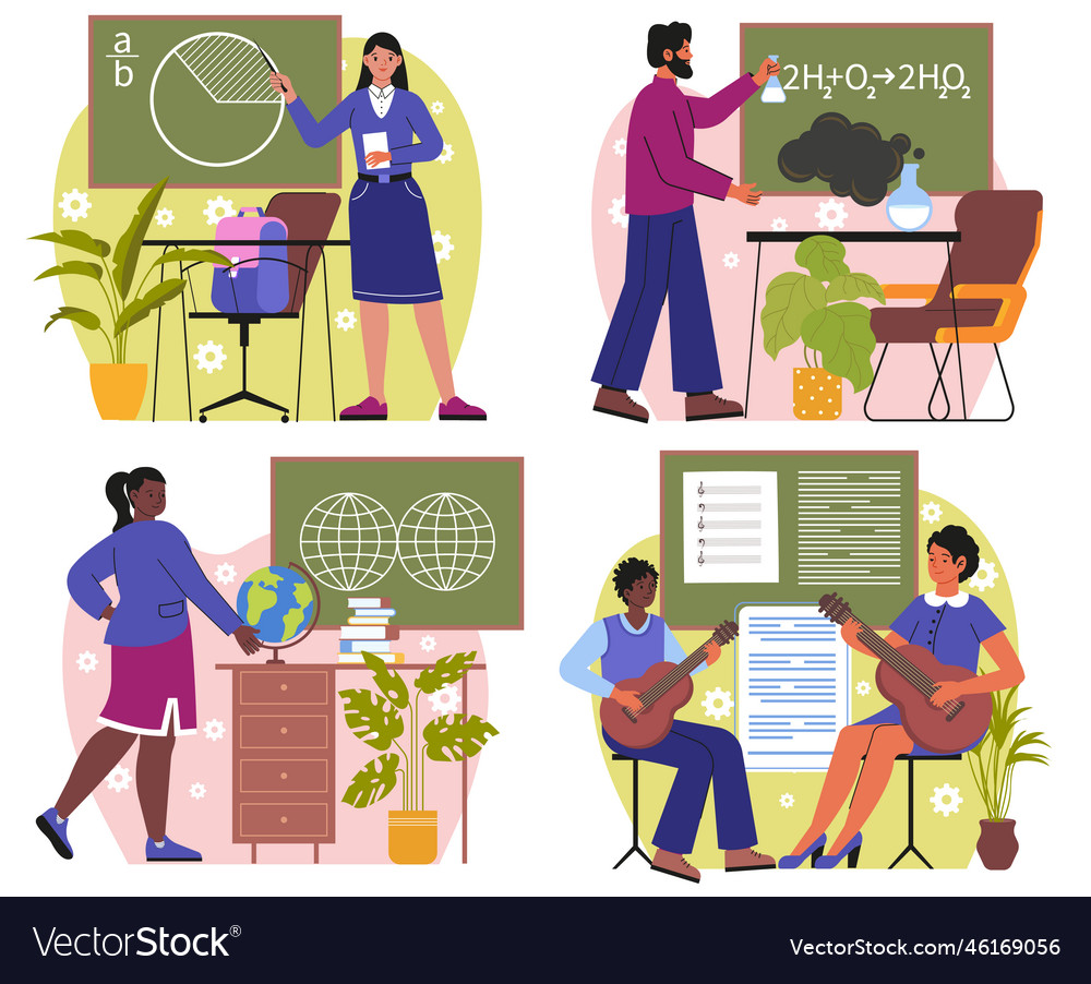 Set of different school teachers Royalty Free Vector Image