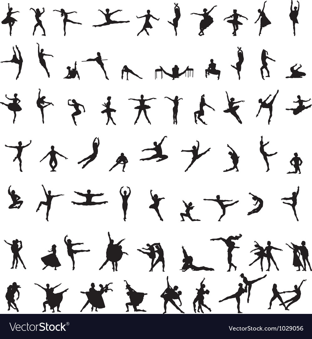 Set of silhouettes of ballet dancers Royalty Free Vector