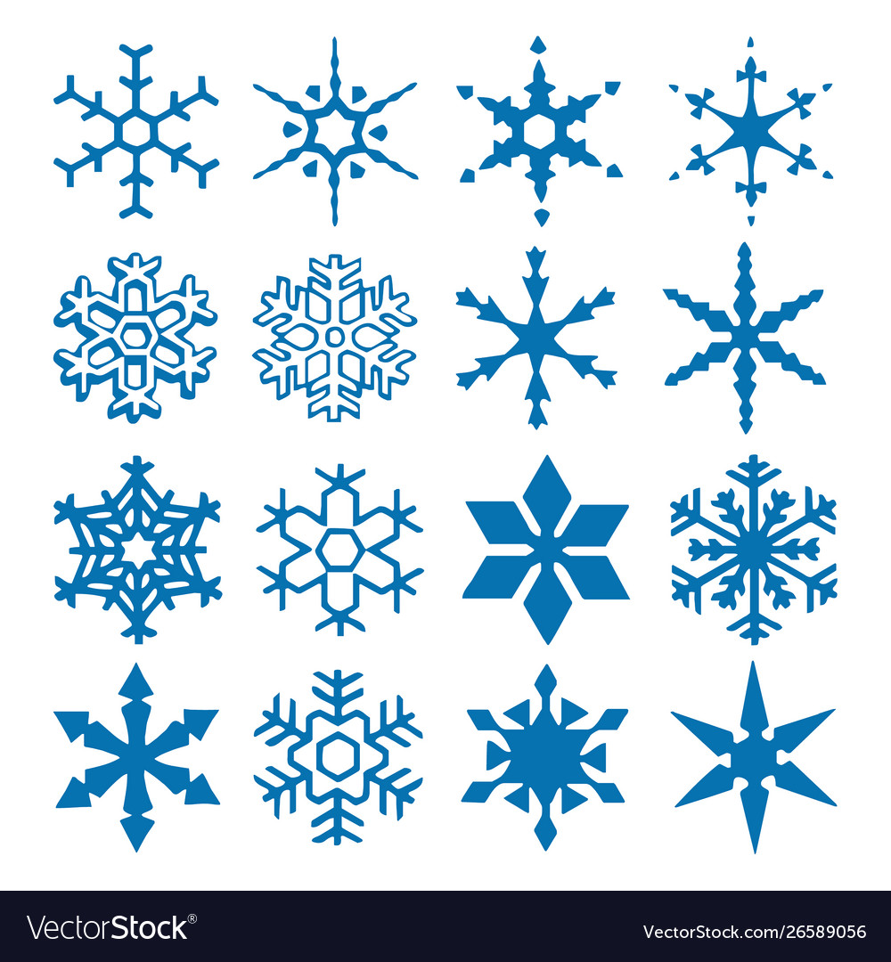 Snowflake icon background set blue color vector image Snowflake icon background set blue color