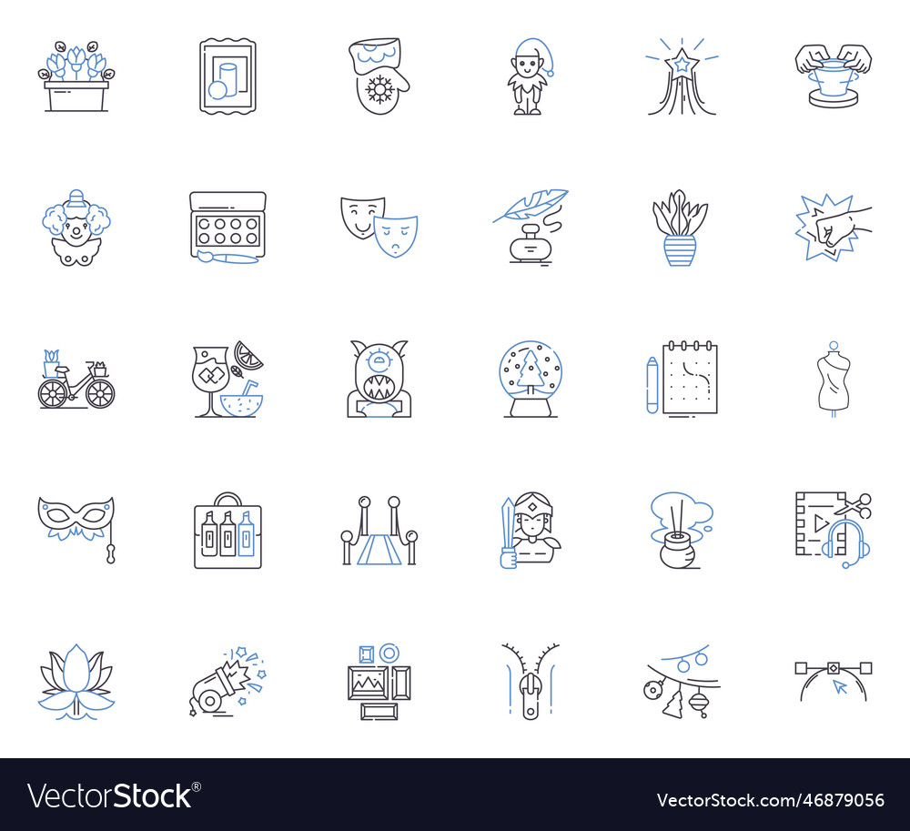 Whimsical fancies line icons collection dreamy Vector Image