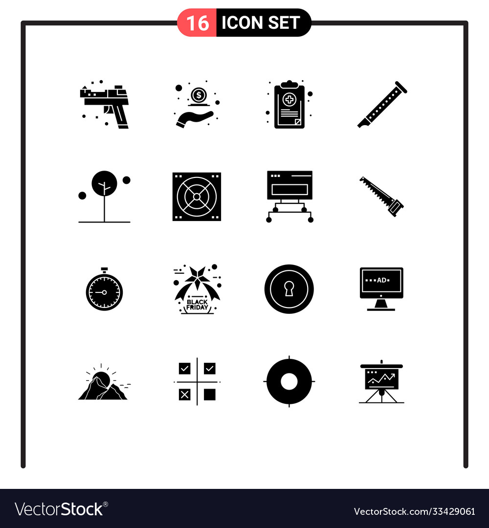 16 universal solid glyphs set for web and mobile