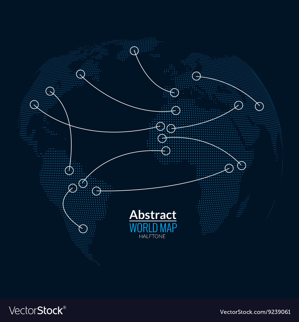 3d abstract world map planet dots global