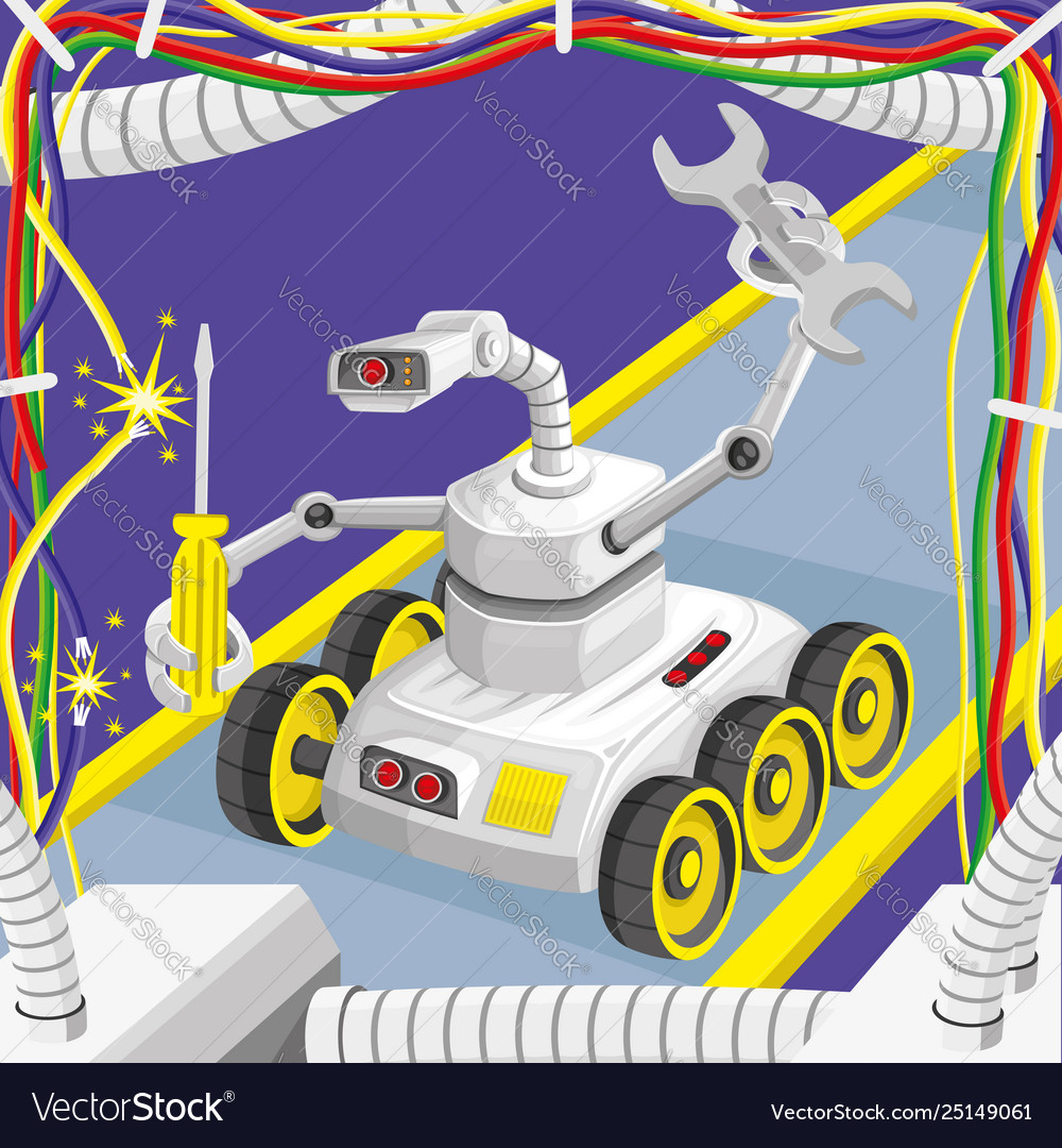 A robot with screwdriver and wrench