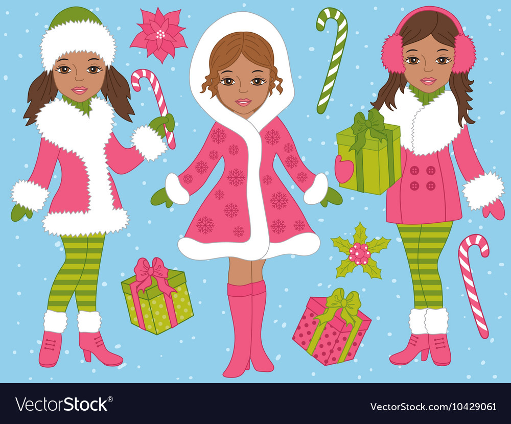African American Christmas Girls