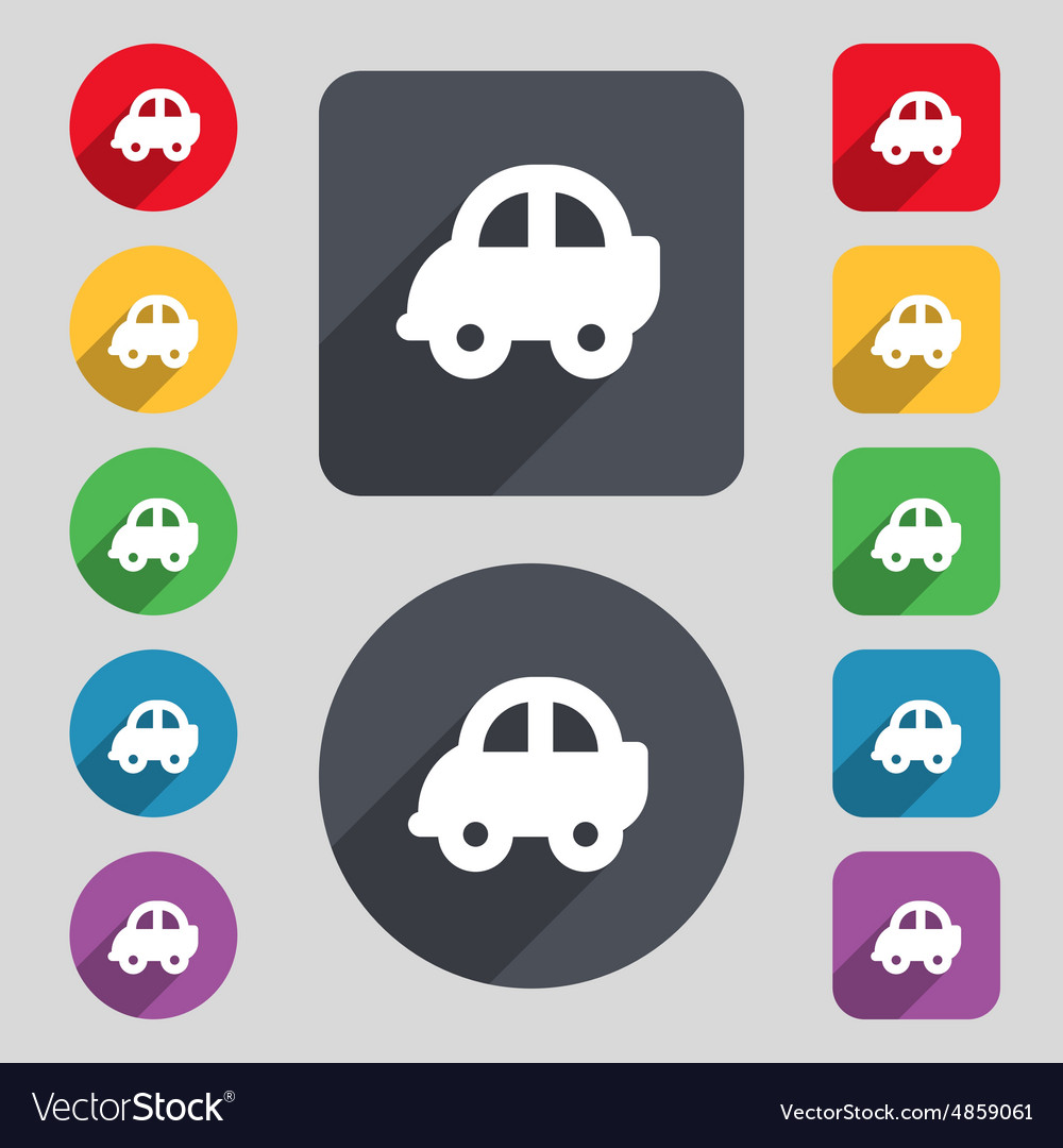 Auto icon sign a set 12 colored buttons and a Vector Image