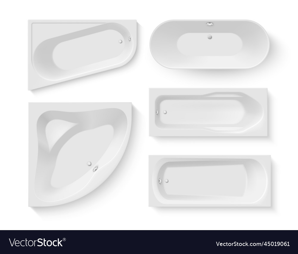 Bath top view white acrylic hygiene domestic Vector Image