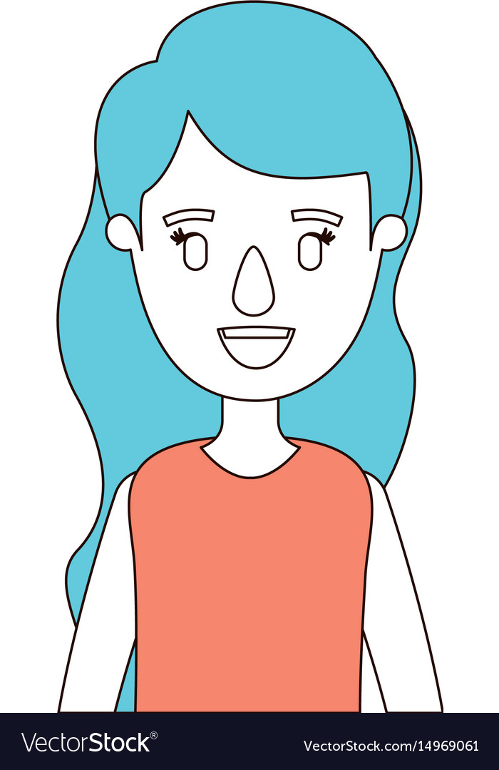 Caricature color sections and blue hair of half Vector Image