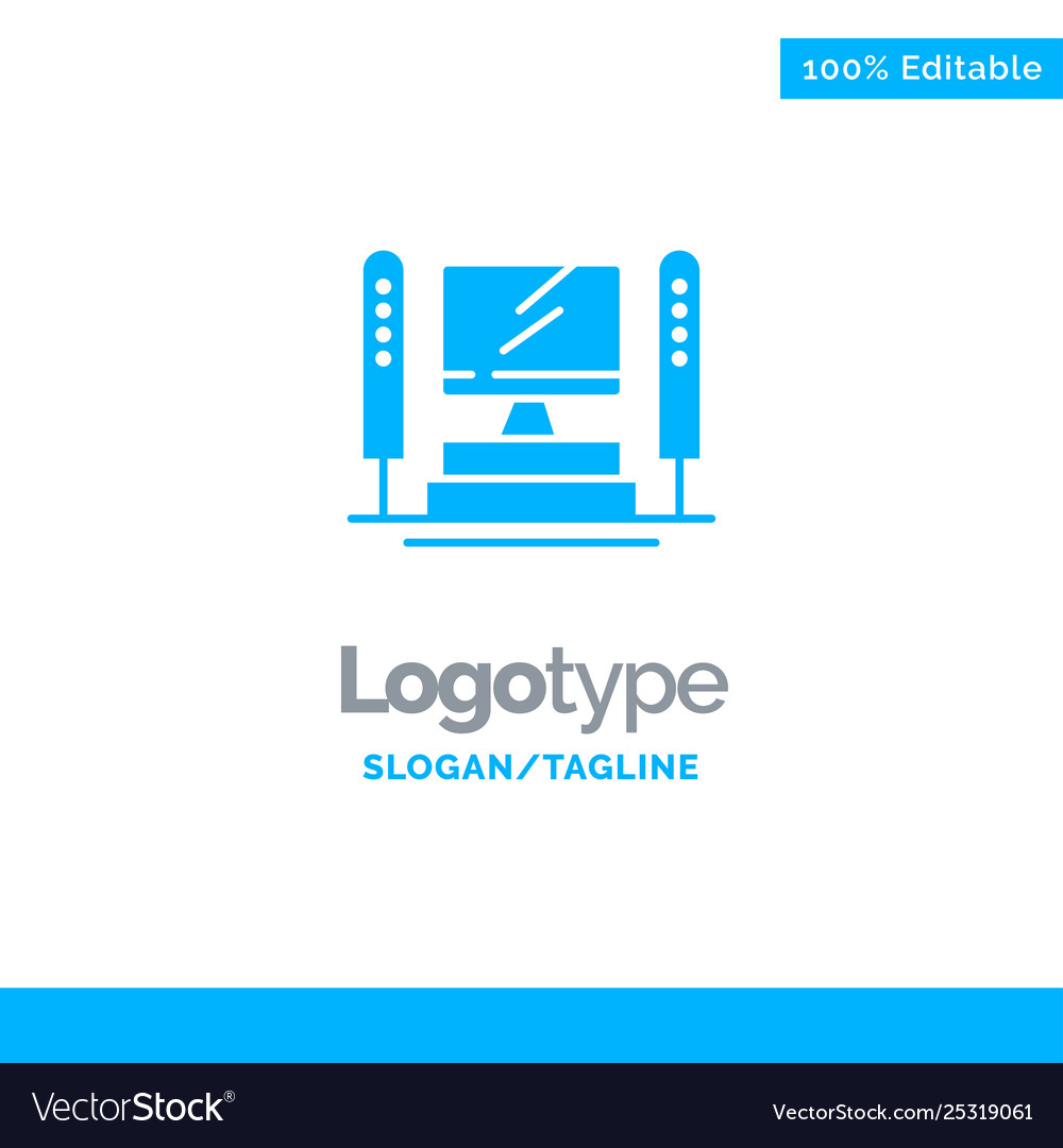 Computer computing server cpu blue business logo