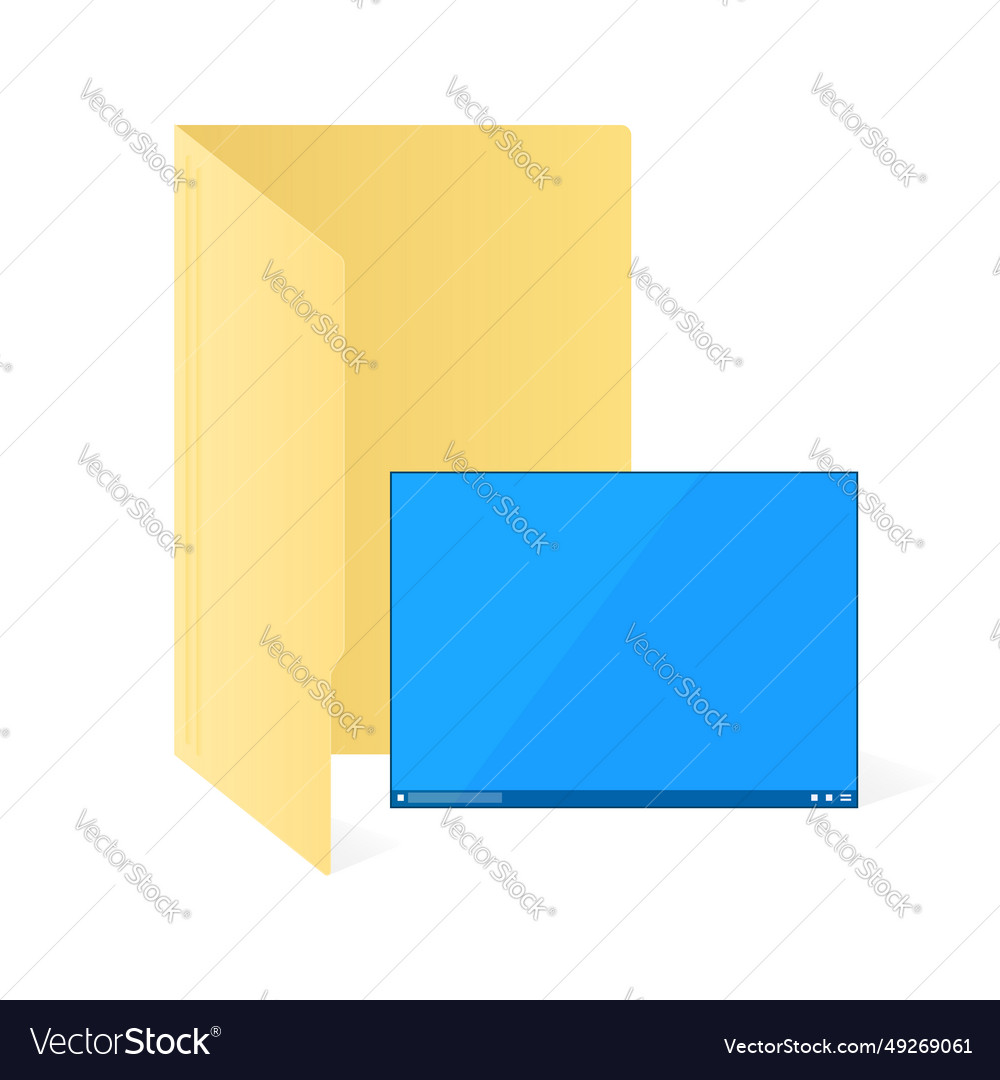 File computer folder with desktop icon isolated vector image File computer folder with desktop icon isolated