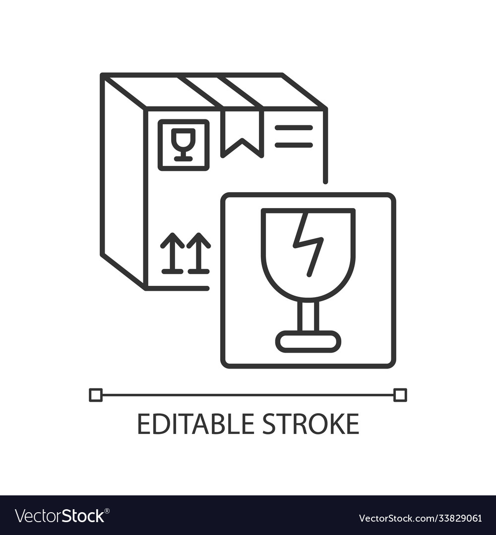 Fragile items linear icon vector image Fragile items linear icon