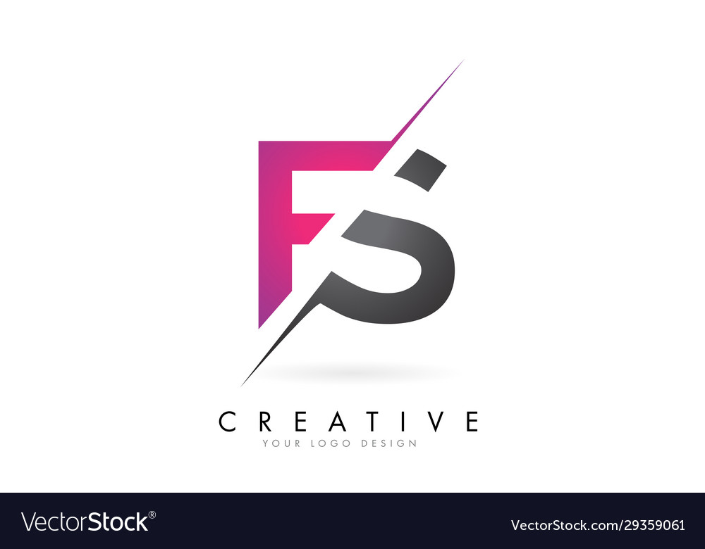 Fs f s letter logo with colorblock design Vector Image