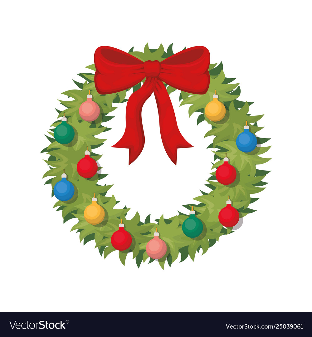 Garland with bow and balls isolated icon