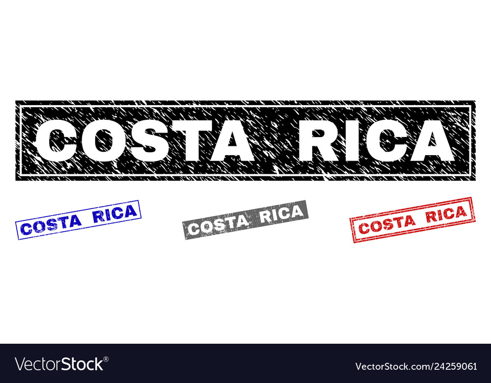 Grunge costa rica textured rectangle stamp seals