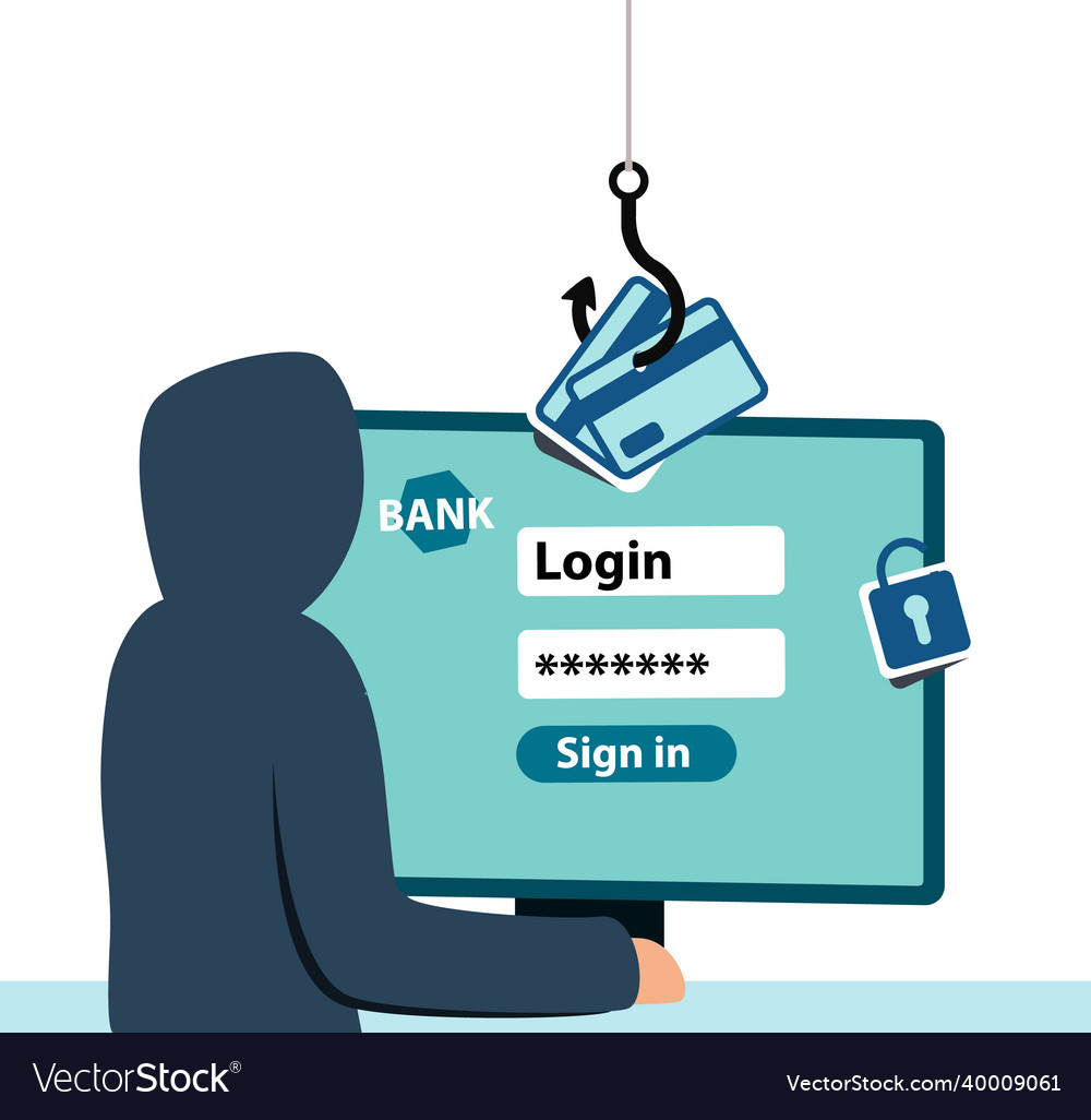 Hacker is sitting at computer cracking vector image Hacker is sitting at computer cracking