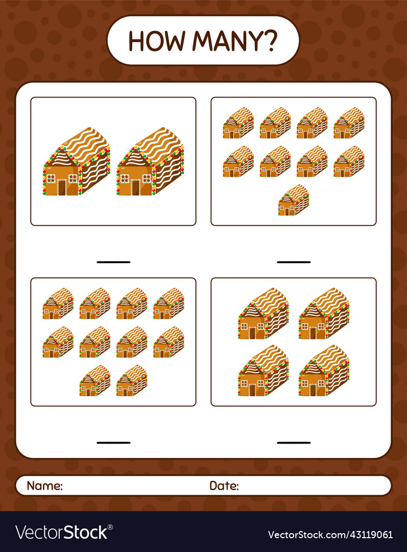 How many counting game with gingerbread cookie Vector Image How many counting game with gingerbread cookie