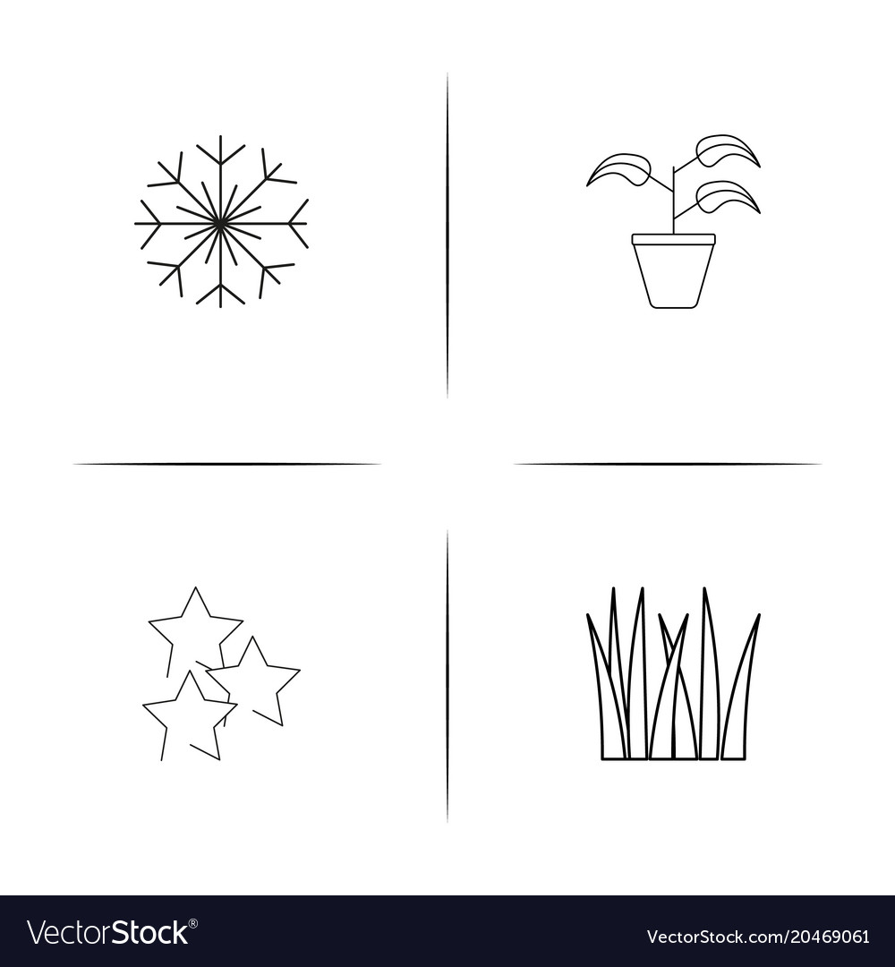 Nature simple linear icons set outlined