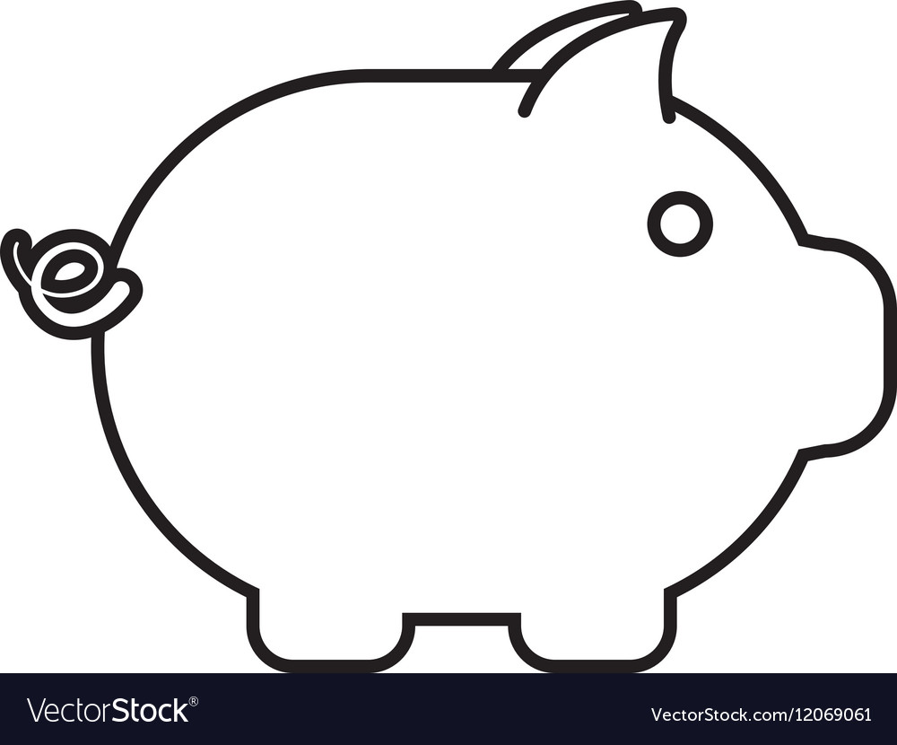 Piggy money cash safety outline Royalty Free Vector Image