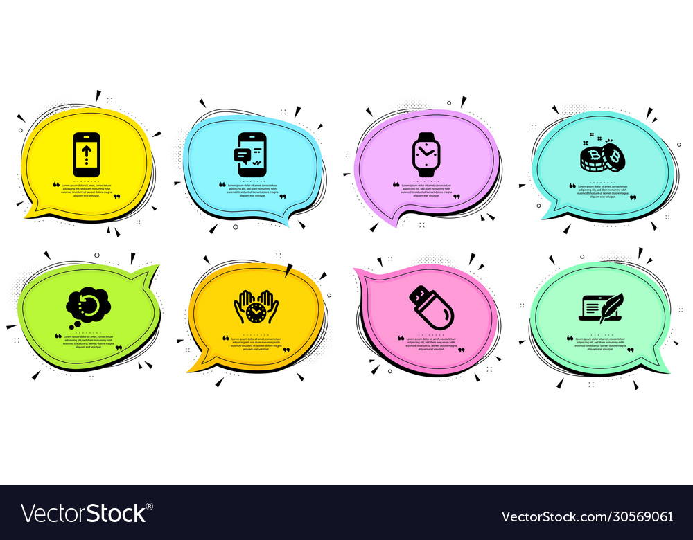 Safe time usb stick and recovery data icons set vector image Safe time usb stick and recovery data icons set