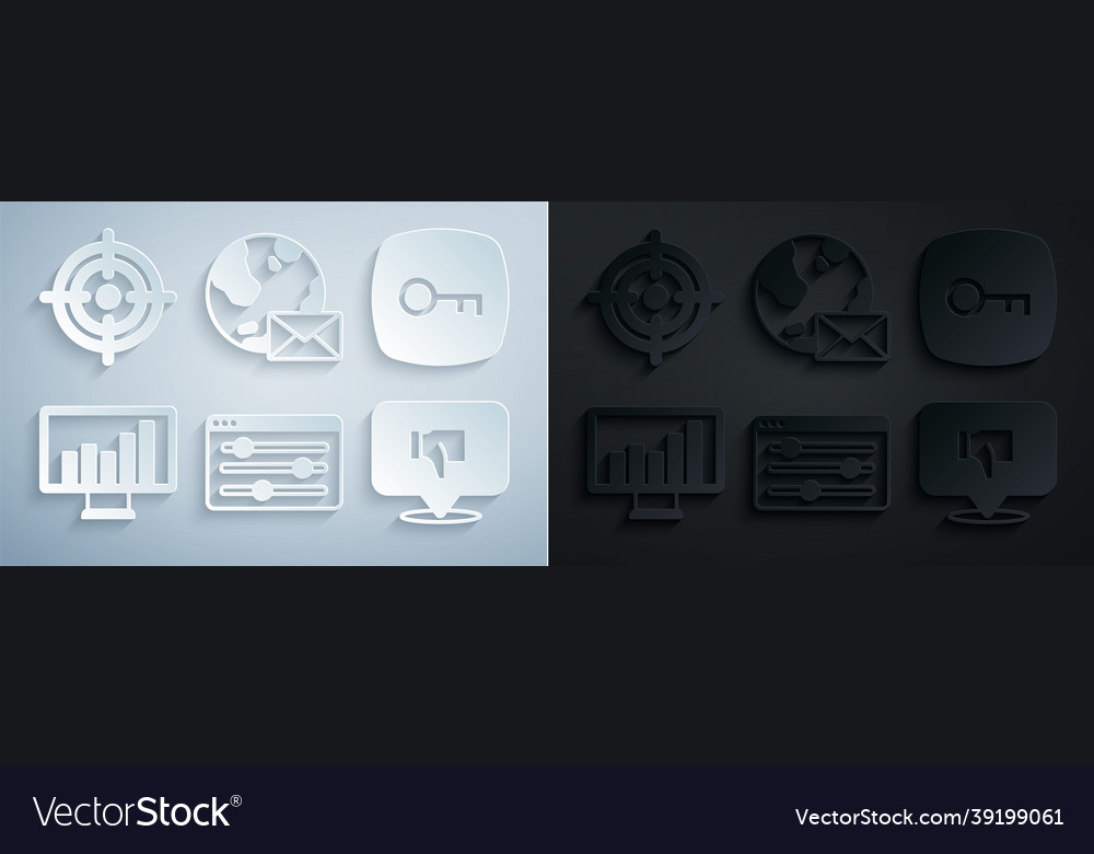 Set browser setting key monitor with graph chart Vector Image Set browser setting key monitor with graph chart